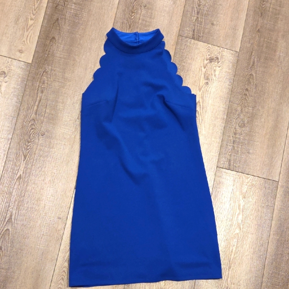 Royal  Blue Scalloped Sleeveless Dress